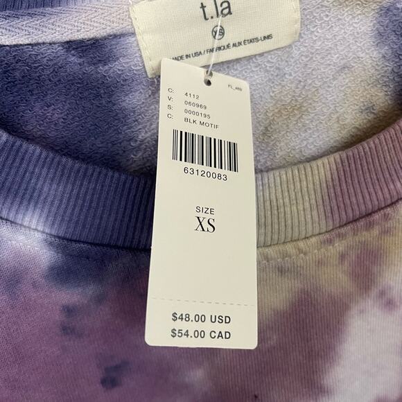 Anthropologie T.la Tie Dye Flutter Sleeve Top In Purple Motif Size‎ XS NWT - Picture 8 of 8